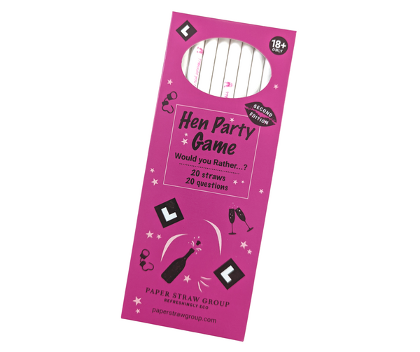 Hen Party Games Paper Straw and Questionnaire - Dark Pink (20 Pack)