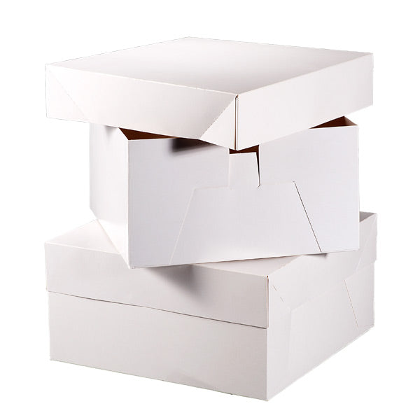 CAKE SQUARE BOX WHITE 8" - (200X200X130MM)