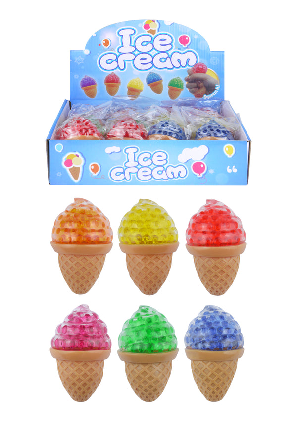 Squeeze Ice Creams with Beads - (8cm) in 6 Assorted Colours