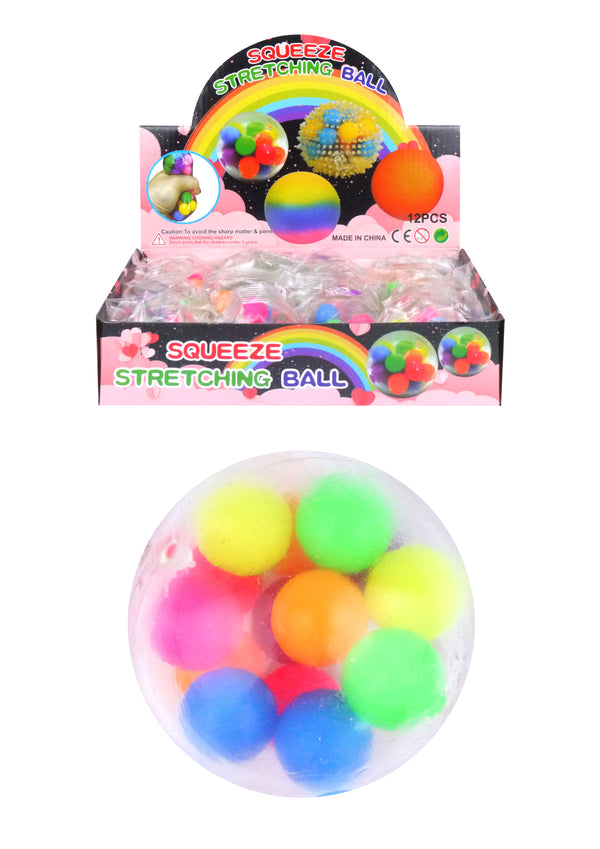 Pom Pom Squeeze Balls - (6cm) in 6 Assorted Colours