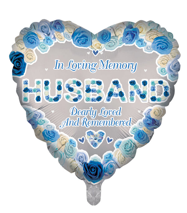 In Loving Memory Husband Heart Shape Foil Balloons - (18")