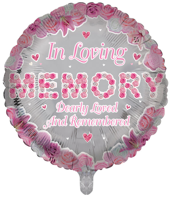 In Loving Memory Pink Round Shape Foil Balloons - (18")