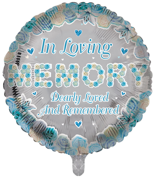In Loving Memory Blue Round Shape Foil Balloons - (18")