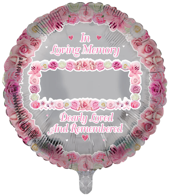 In Loving Memory Personalised Pink Round Shape Foil Balloons - (18")