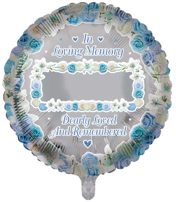 In Loving Memory Personalised Blue Round Shape Foil Balloons - (18")