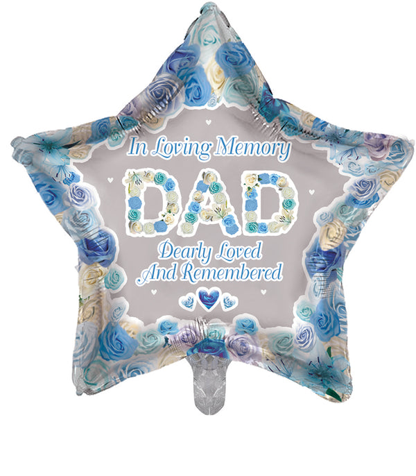 In Loving Memory Dad Star Shape Foil Balloons - (18")