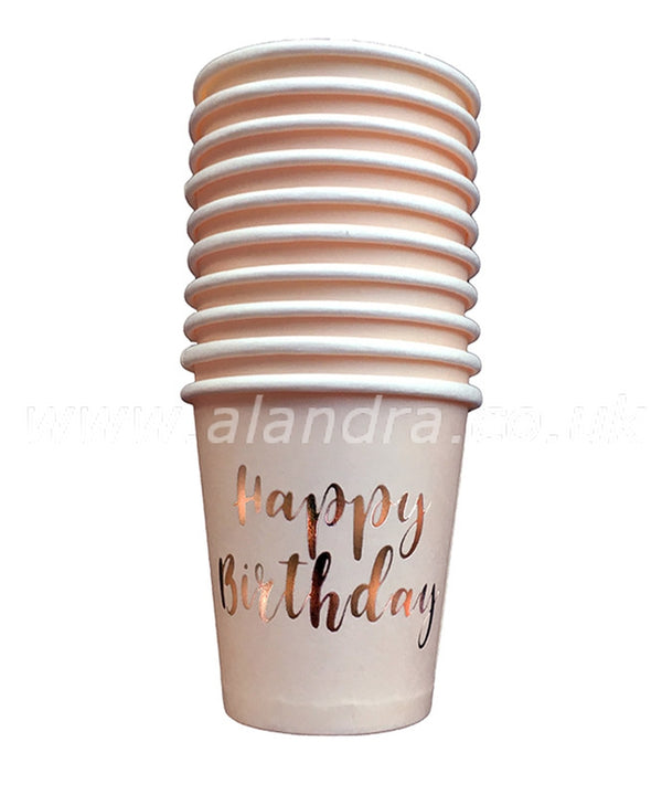 Rose Gold Happy Birthday Drinking Shot Cup - (10 Pack )