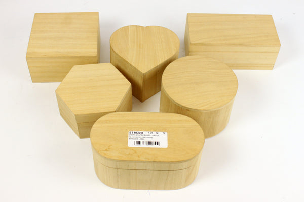 CRAFT SHAPED BOXES in 6 Assorted Shapes