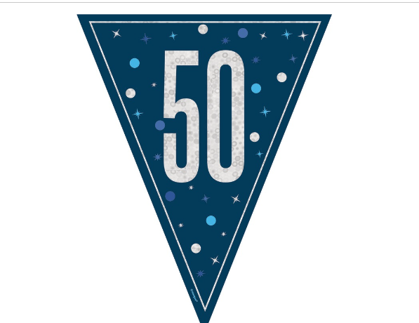 GLITZ 50 Blue Flag Banner  Prismatic Plastic - (9 ft)