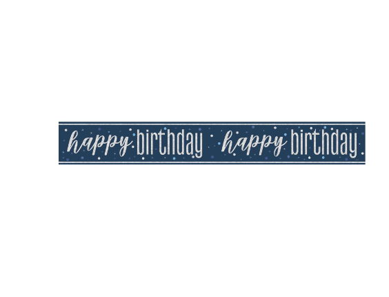 GLITZ Happy Birthday Blue Prism Foil Banner - (9 ft)