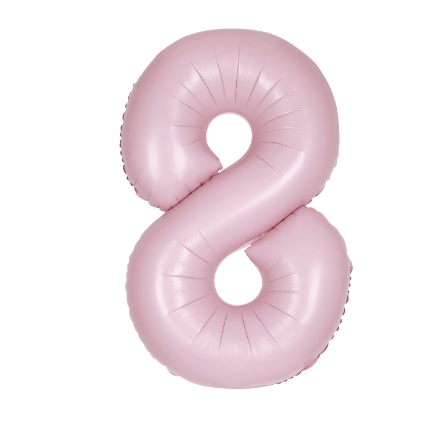 34" Matte Lovely Pink Number 8 Shaped Foil Balloon (Non Inflated)
