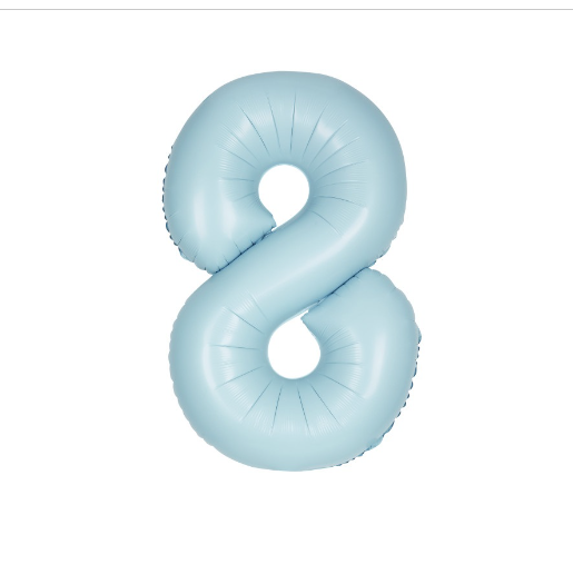 34" Matte Powder Blue Number 8 Shaped Foil Balloon (Non Inflated)