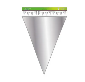 Giant Metallic Solid Colour Bunting Silver 18 flags - (30cm x 45cm 10m)