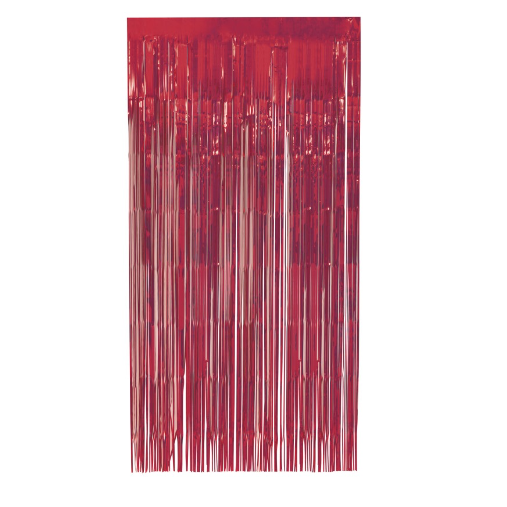 Ruby Red Foil Fringe Door Curtain - (1m x 2m)