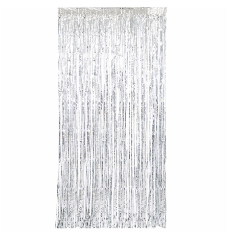 Silver Foil Fringe Door Curtain - (3.25 ft x 6.5 ft)