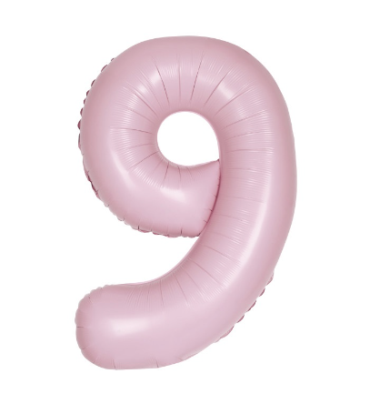 34" Matte Lovely Pink Number 9 Shaped Foil Balloon (Non Inflated)