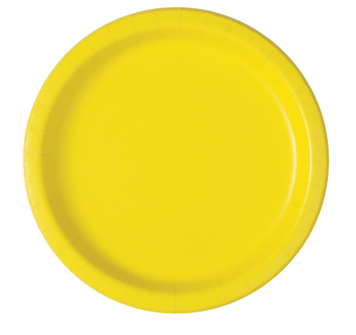 Neon Yellow Round 9" Dinner Plates - ( 8 Pack)