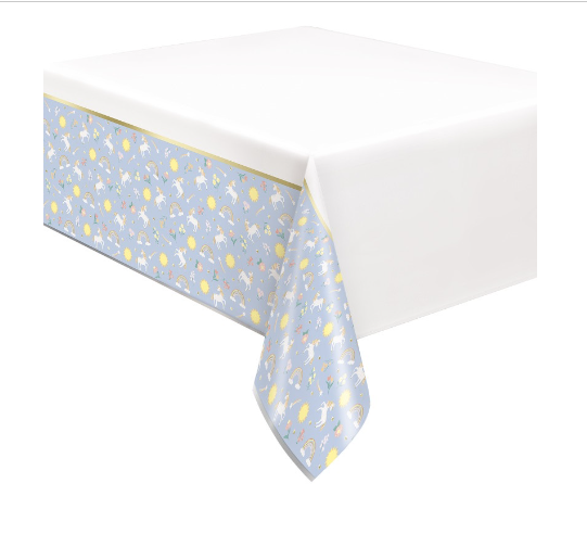 Dainty Unicorn Rectangular Foil Table Cover - Short Fold - (54" x 84" )