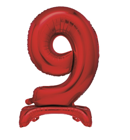 Red Standing Number 9 Foil Balloon - (30" )