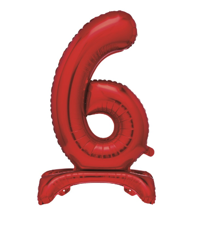 Red Standing Number 6 Foil Balloon - (30" )