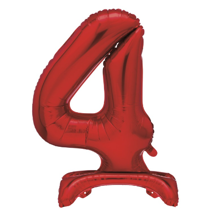 Red Standing Number 4 Foil Balloon - (30" )