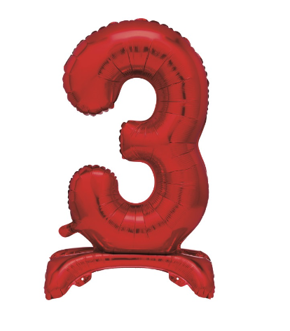 Red Standing Number 3 Foil Balloon - (30" )