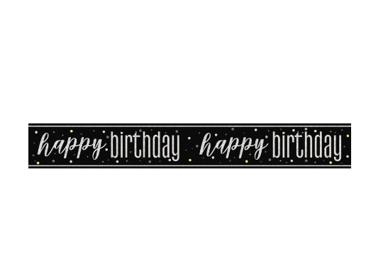 GLITZ Happy Birthday Black Prism Foil Banner - (9 ft)
