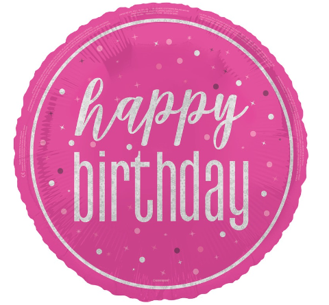 GLITZ Pink Happy Birthday Foil Balloon Round - (18" )