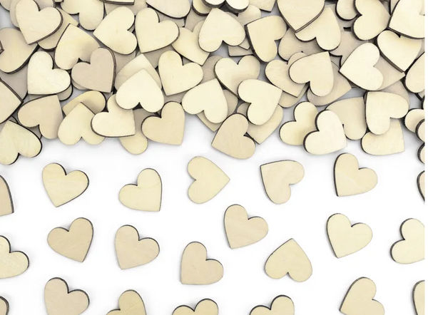 Wooden confetti Hearts, 2x2cm - (50 Pack)