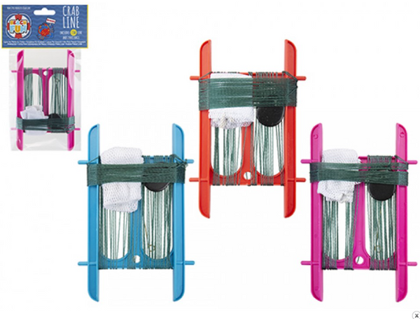 LARGE CRAB LINE WITH WEIGHT AND 1 X BAIT BAGS in 3 ASSORTED COLOURS