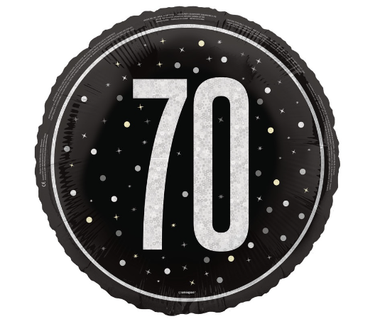 GLITZ Black 70 Prism Foil Balloon Round - (18" )