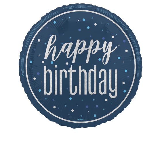 GLITZ Blue Happy Birthday Foil Balloon Round - (18" )
