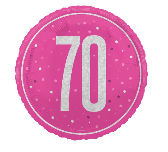 GLITZ Pink 70 Prism Foil Balloon Round - (18")