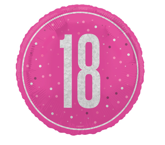 GLITZ Pink 18 Prism Foil Balloon Round - (18")