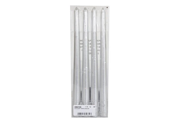 SILVER TAPER CANDLES - (4 Pack)