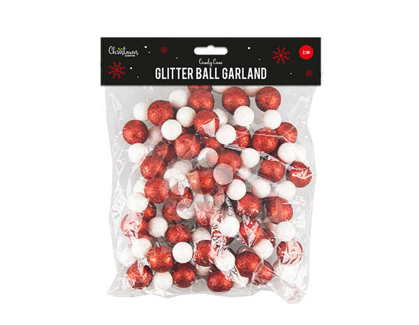 Candy Cane Glitter Ball Garland - (2.3M)
