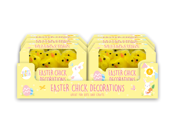 Easter Chick Decorations 4cm  - (6 Pack)