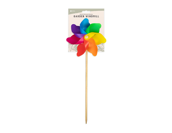 Multi-Coloured Wooden Garden Windmill