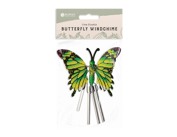 Plastic Butterfly Windchime in 3 Assorted Colours - (25cm)