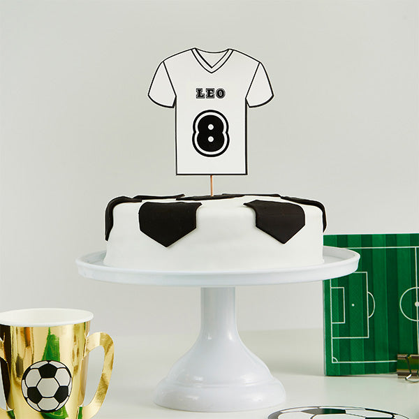 Football Shirt Cake Topper personalised with 2 sticker sheets