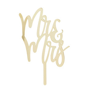 MR & MRS' GOLD MIRROR ACRYLIC CAKE TOPPER - (130x200mm)
