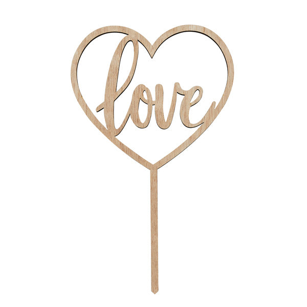 Wooden "Love" Cake Topper - (140x230mm)