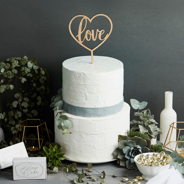 Wooden "Love" Cake Topper - (140x230mm)