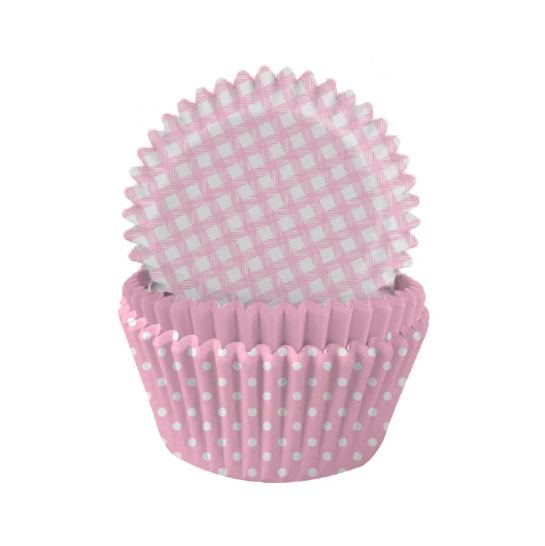 Pastel Pink Gingham & Polka Mix Cupcake Cases