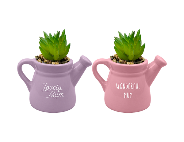 Mother's Day Ceramic Watering Can Ornament - (11.5cm) in 2 Assorted Colours