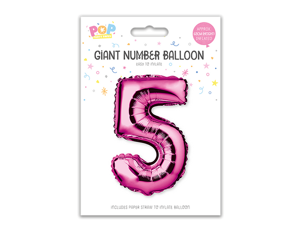 Pink Foil Number Balloon - (65cm)
