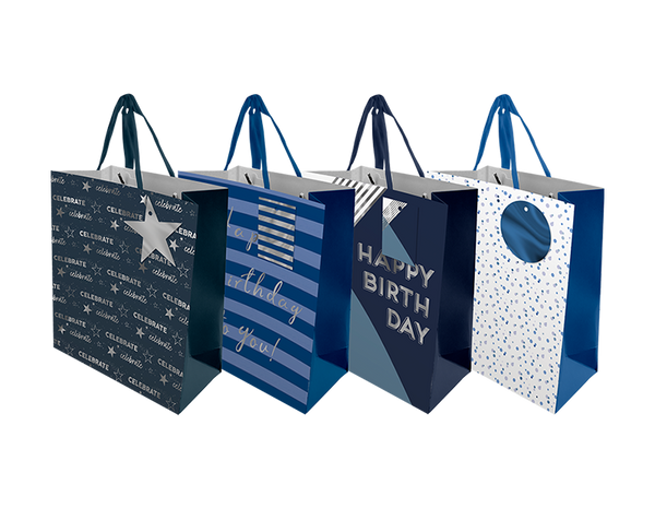 Mens Large Luxury Gift Bag in 4 Assorted Designs