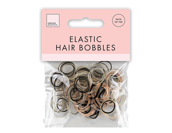 Mixed Round Elastic Hair Bobbles - (100 Pack)