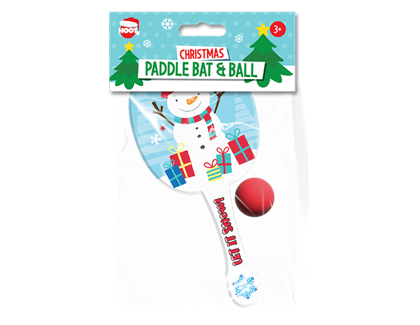 Christmas Paddle Bat & Ball in 3 Assorted Designs
