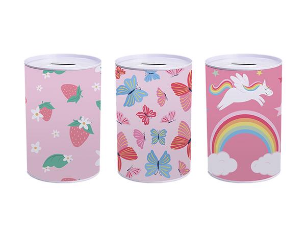 Girls Money Tin in 3 Assorted Designs
